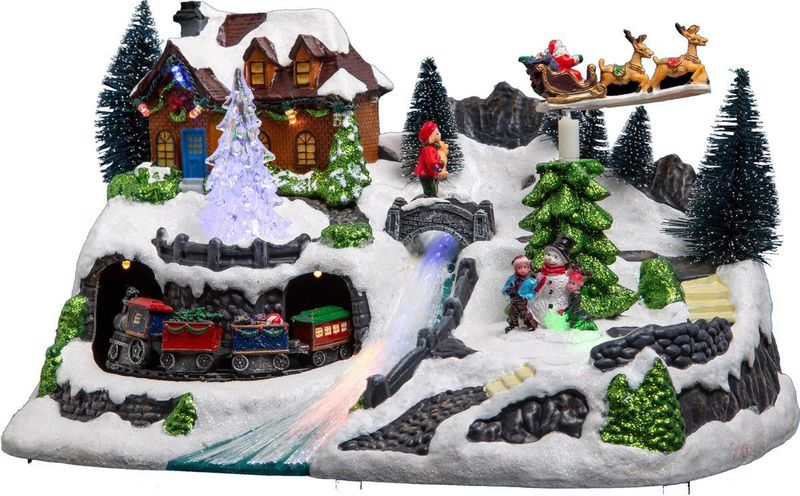Fééric Lights and Christmas - Verlicht Kerstdorp - Trein met Animatie - 30,8 x 19 x 18,5 cm - LED Verlichting