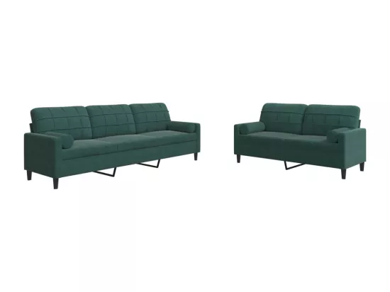 Ensemble de canapés 2 pcs avec coussins et traversins velours