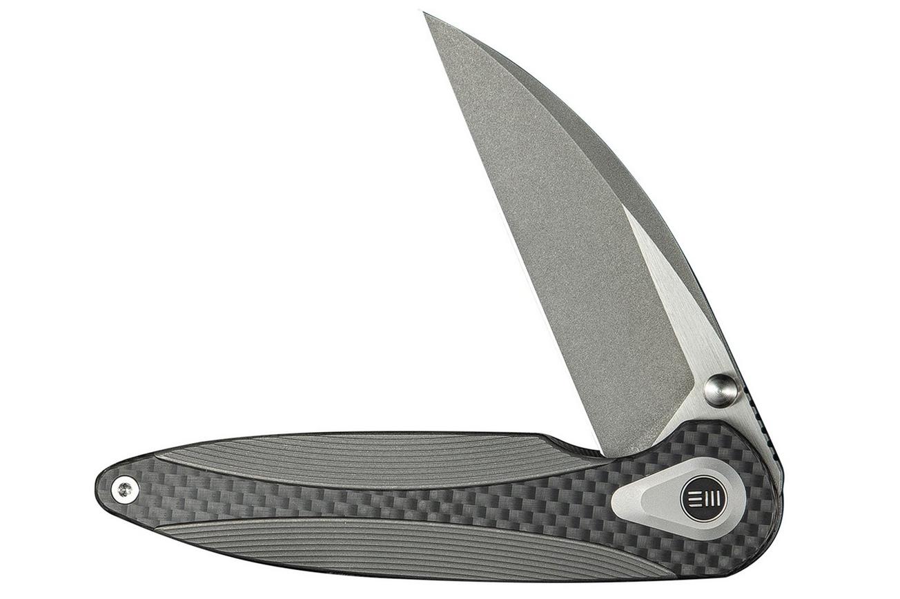 WE Knife Zenthra WE24021C-2 Gray Stonewashed M390 Gray Titanium Twill Carbon Inlay, zakmes