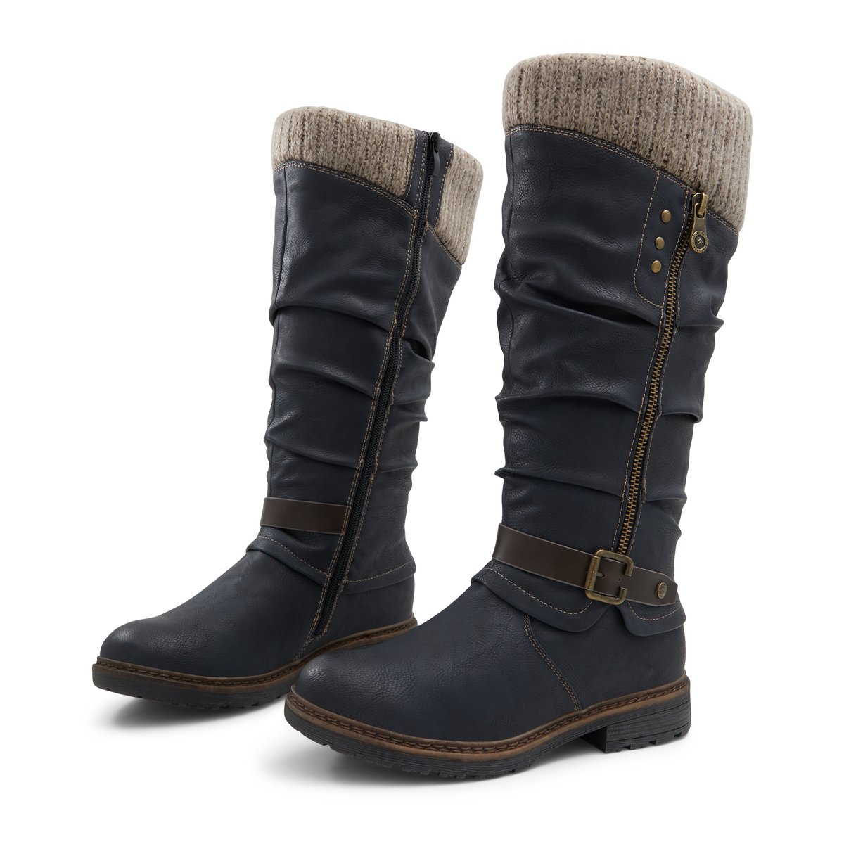 BANFF TRAIL-Nydaeven-Bottes mi-mollet - Talon plat - Marine