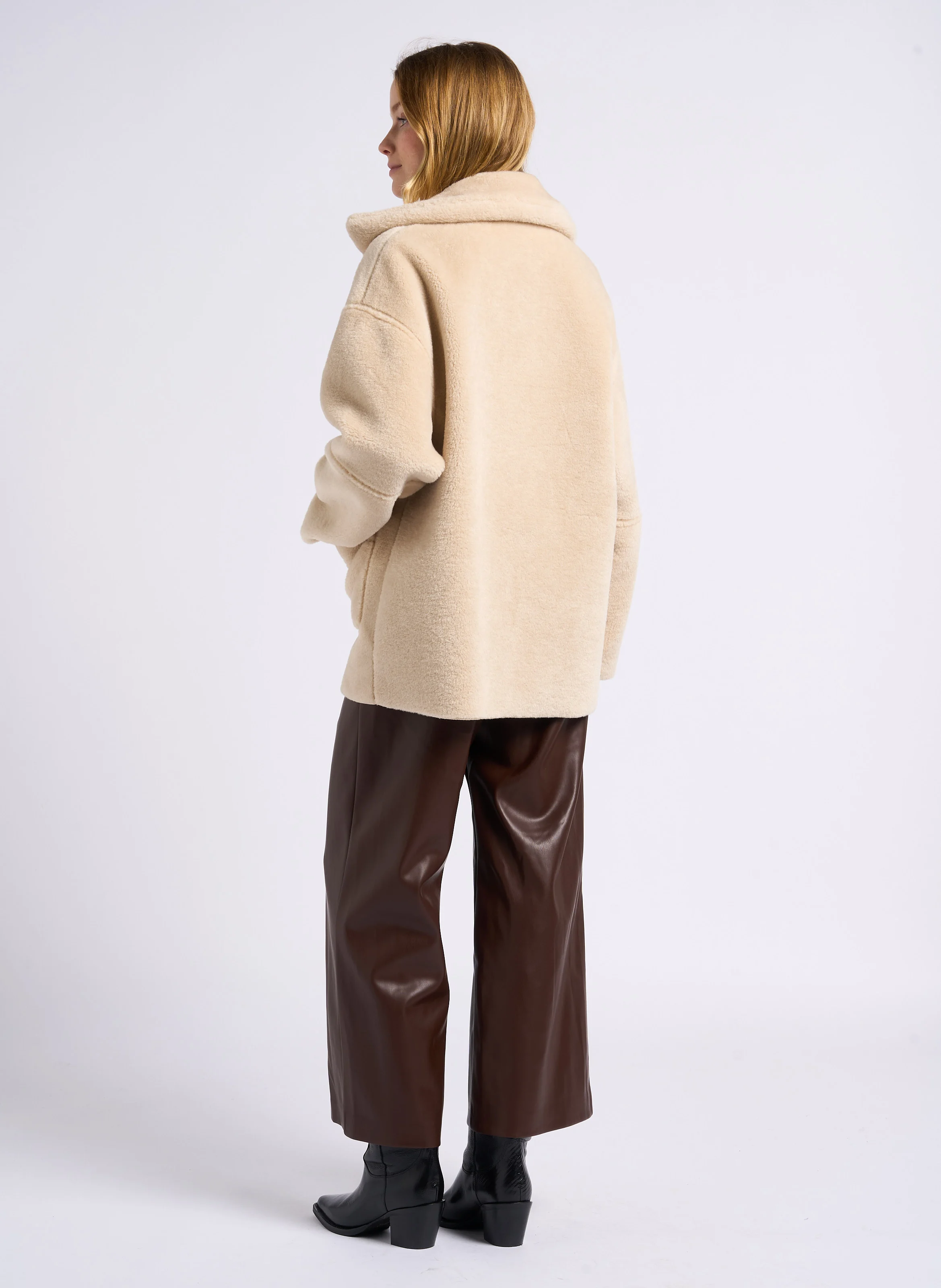 ELHO - Manteau col classique en fausse fourrure | Beige
