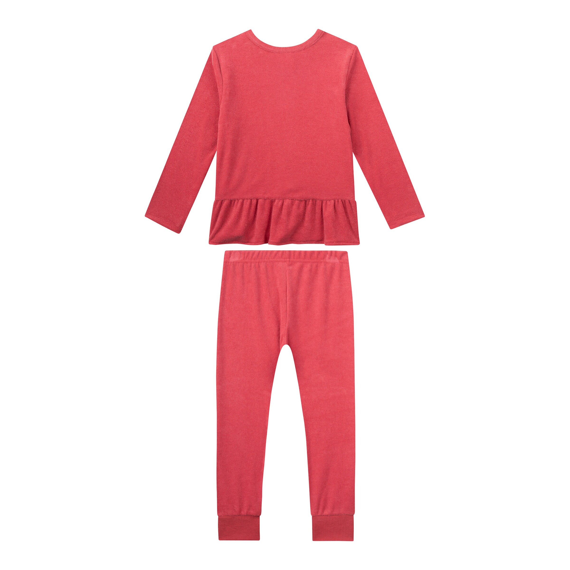 Sanetta Frottee-Schlafanzug Rüsche Blume rot