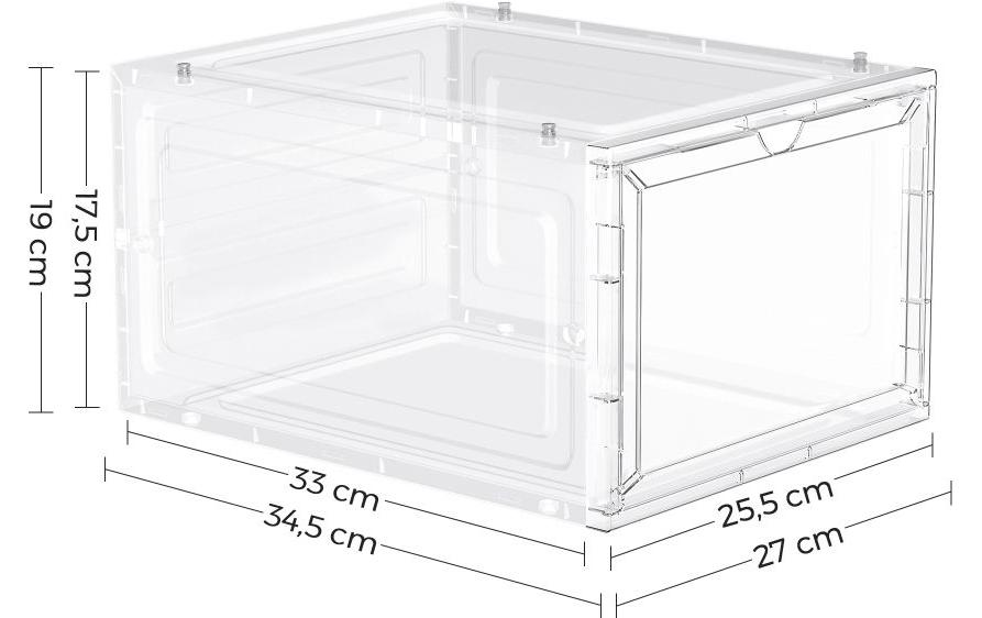 Schuhschrank Transparent/Weiss, 6 StückSchuhboxen aus Kunststoff