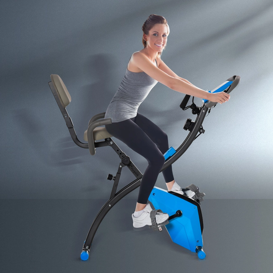 HOMCOM Fahrradtrainer mit LCD Display blau, grau