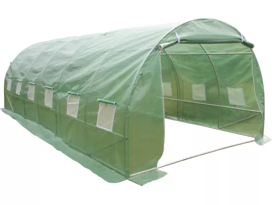 Serre tunnel avec structure en acier 18 m² - L300 x l600 x H200 cm - Vert - IPOMEA