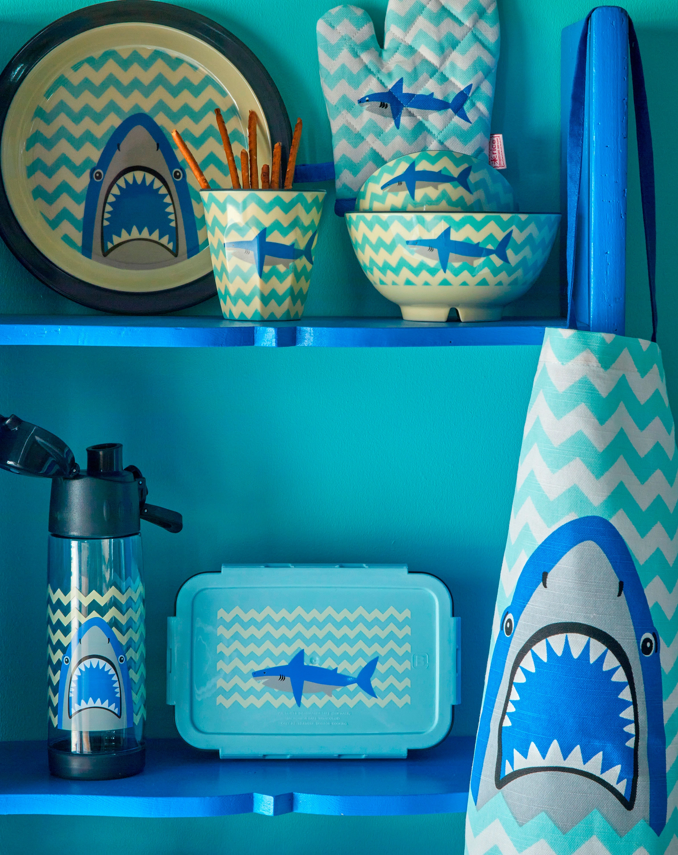 Melamin-Schüssel SHARK PRINT small in blau