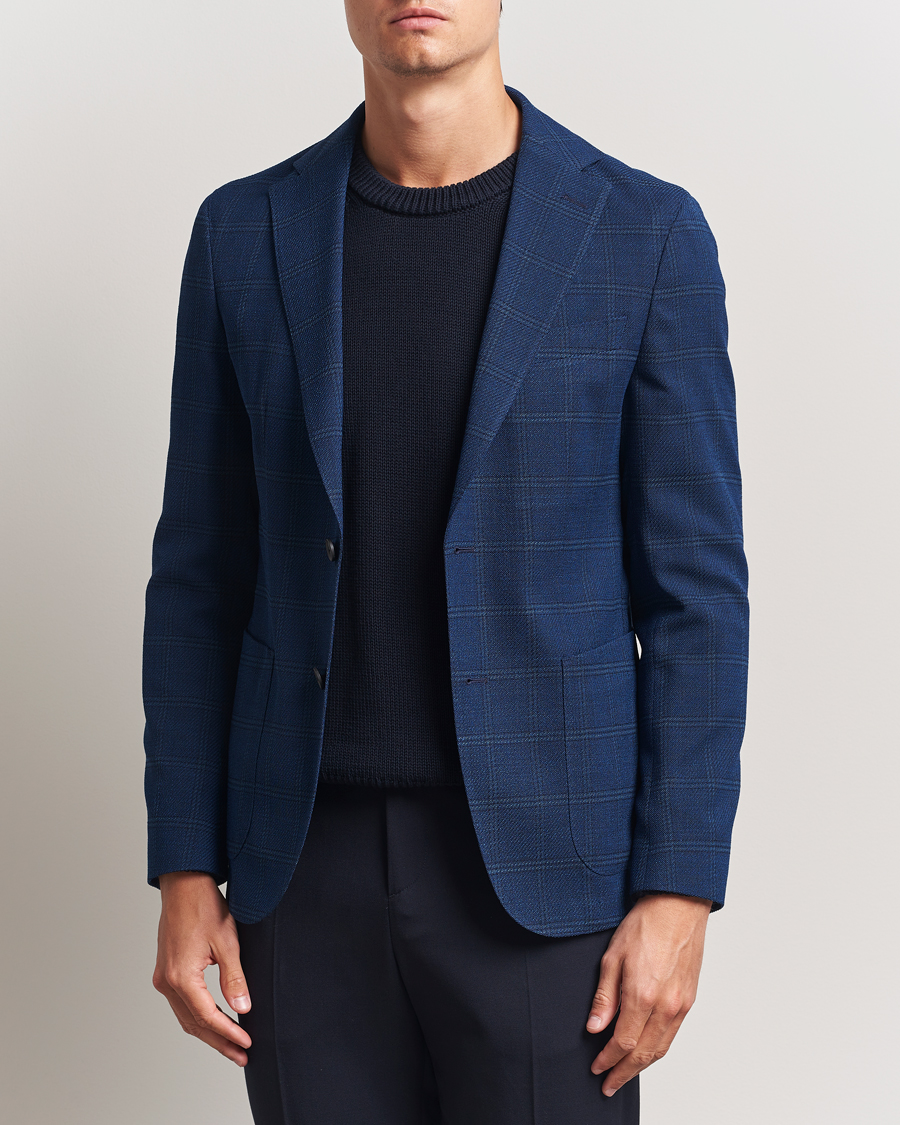 BOSS BLACK Hanry Wool Checked Blazer Dark Blue