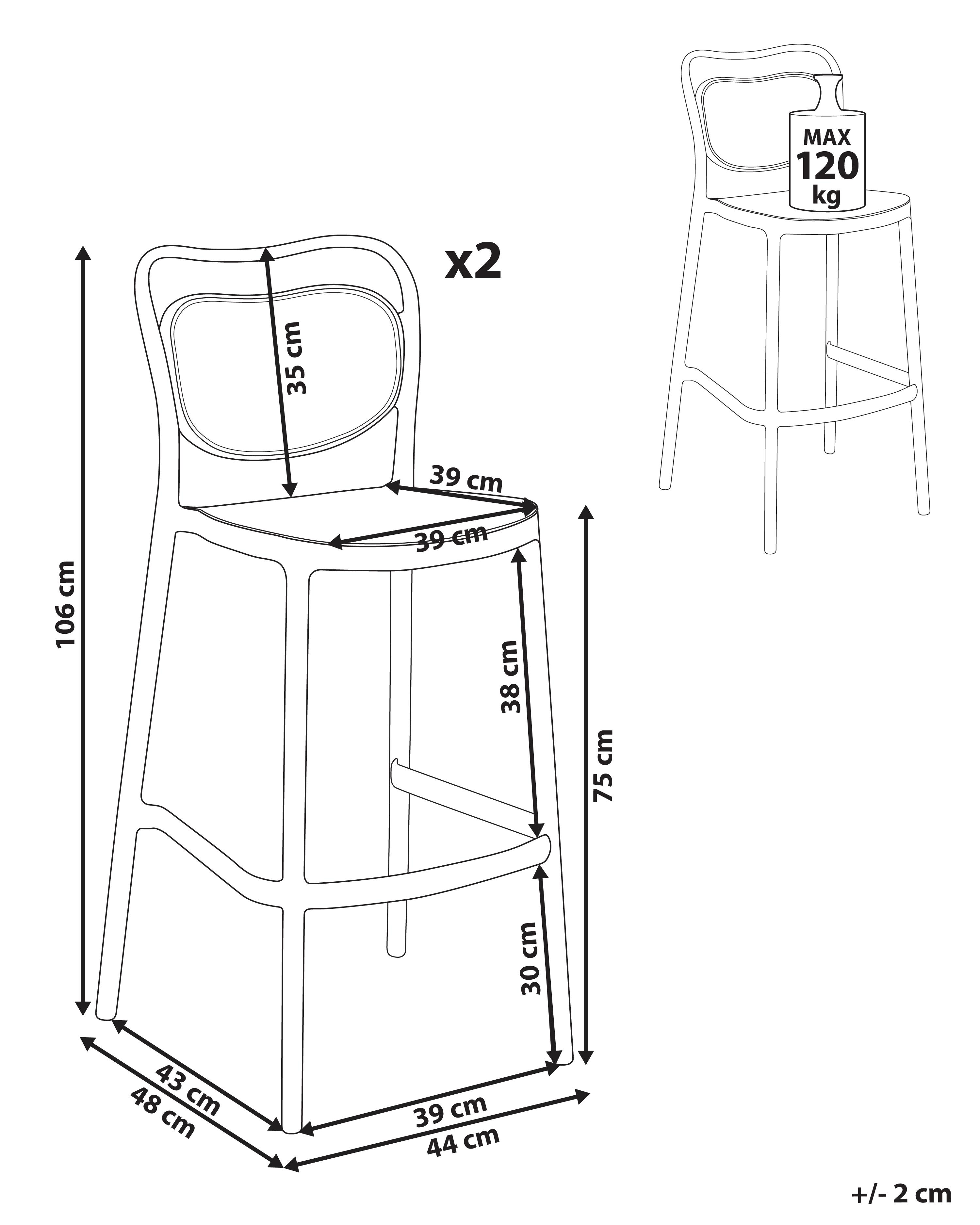 Set van 2 tuinbarkrukken CELLENO Zwart