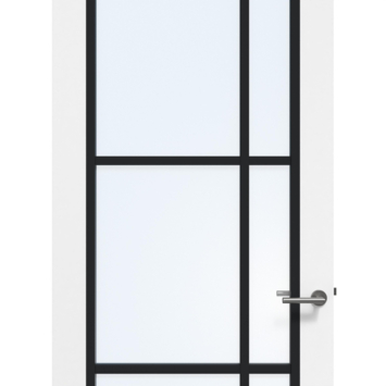 Arne & Bodil binnendeur ABD504 blank glas - wit afgelakt - glaslat diep zwart