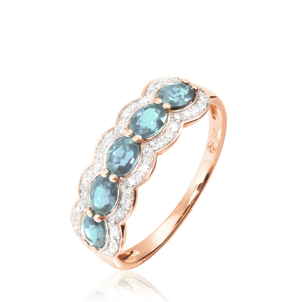Bague Margaux Or Rose Aigue Marine Et Diamant