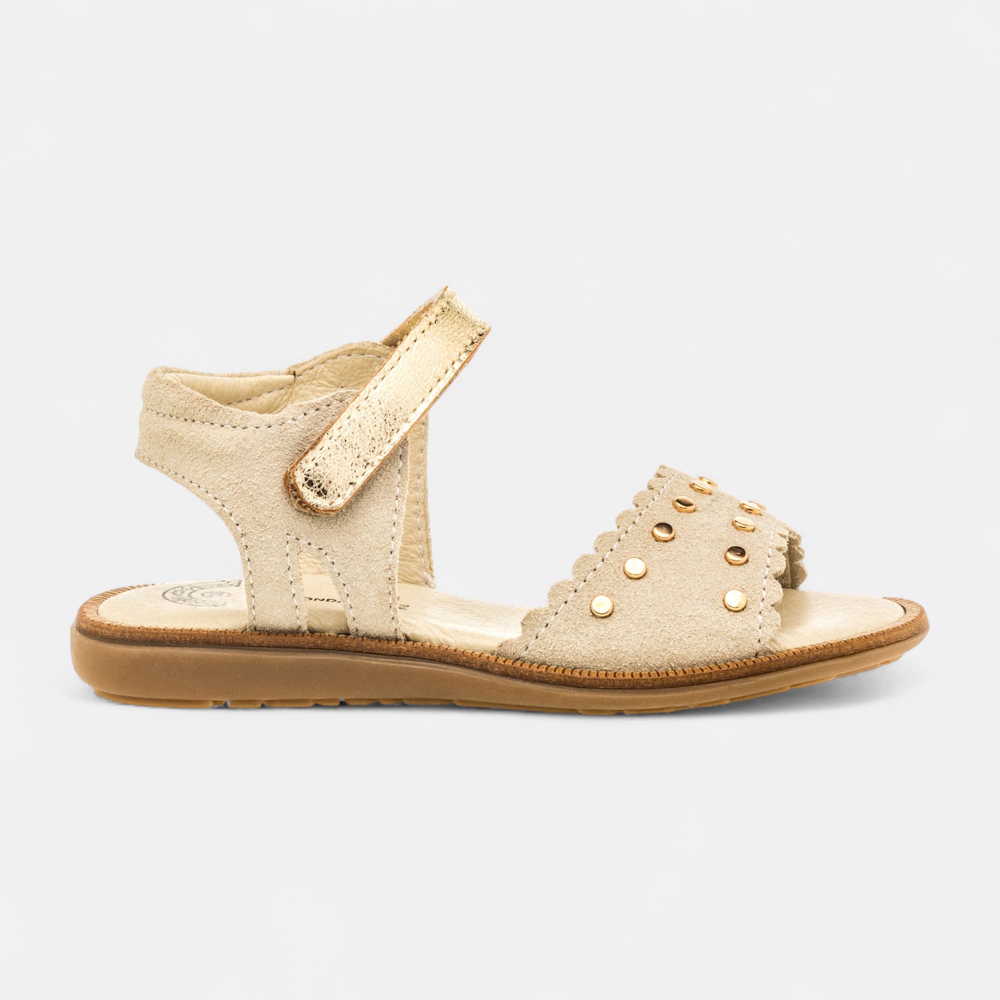 Nu-pieds Fille en cuir beige