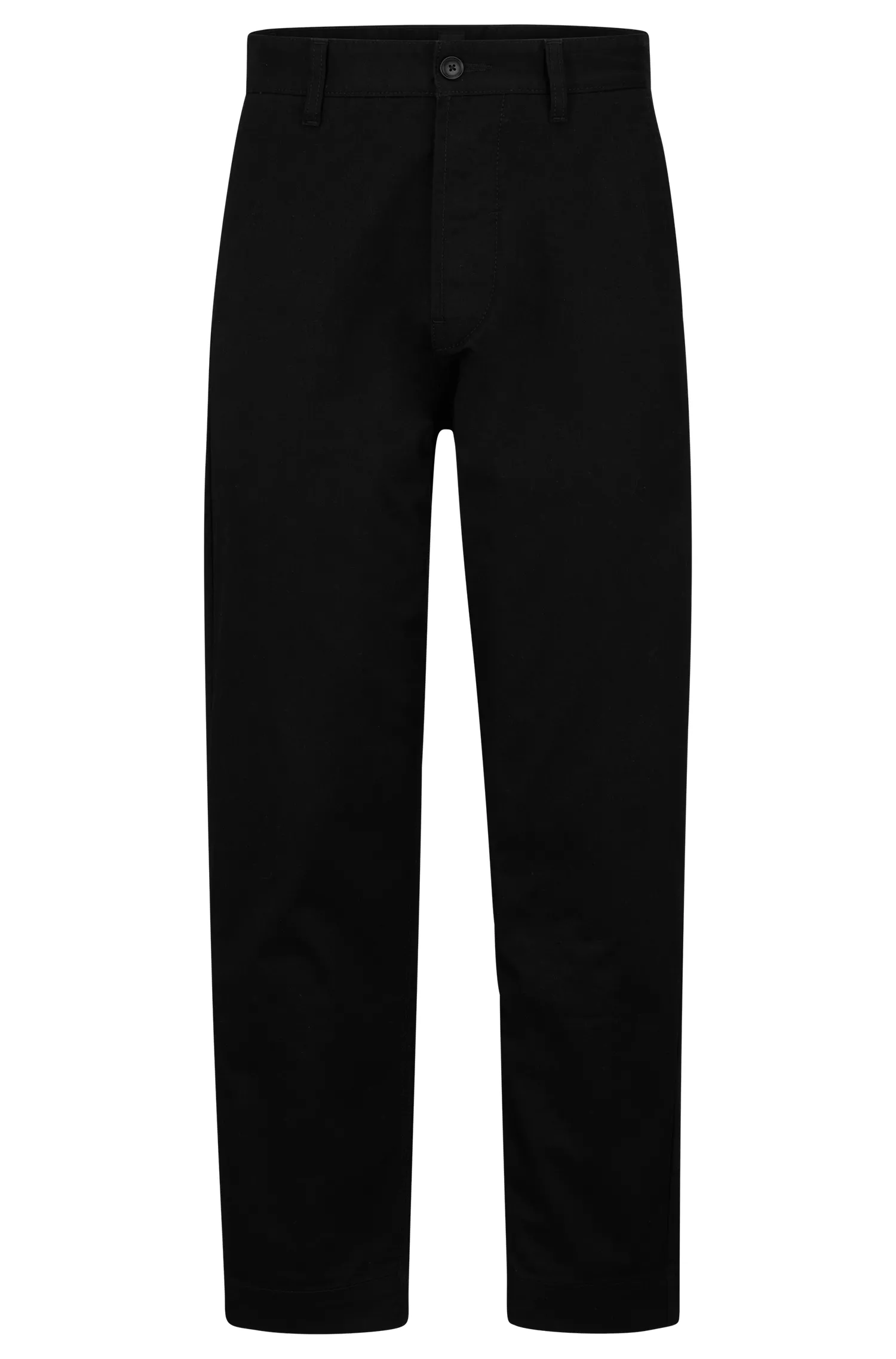 Calça BOSS laranja, corte relaxado, em gabardine de algodão elástico.