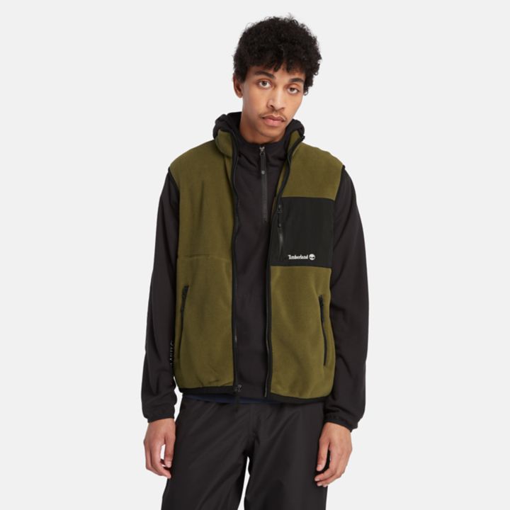 Colete de lã polar Outdoor Archive Polartec Série 200 para homens na cor verde.