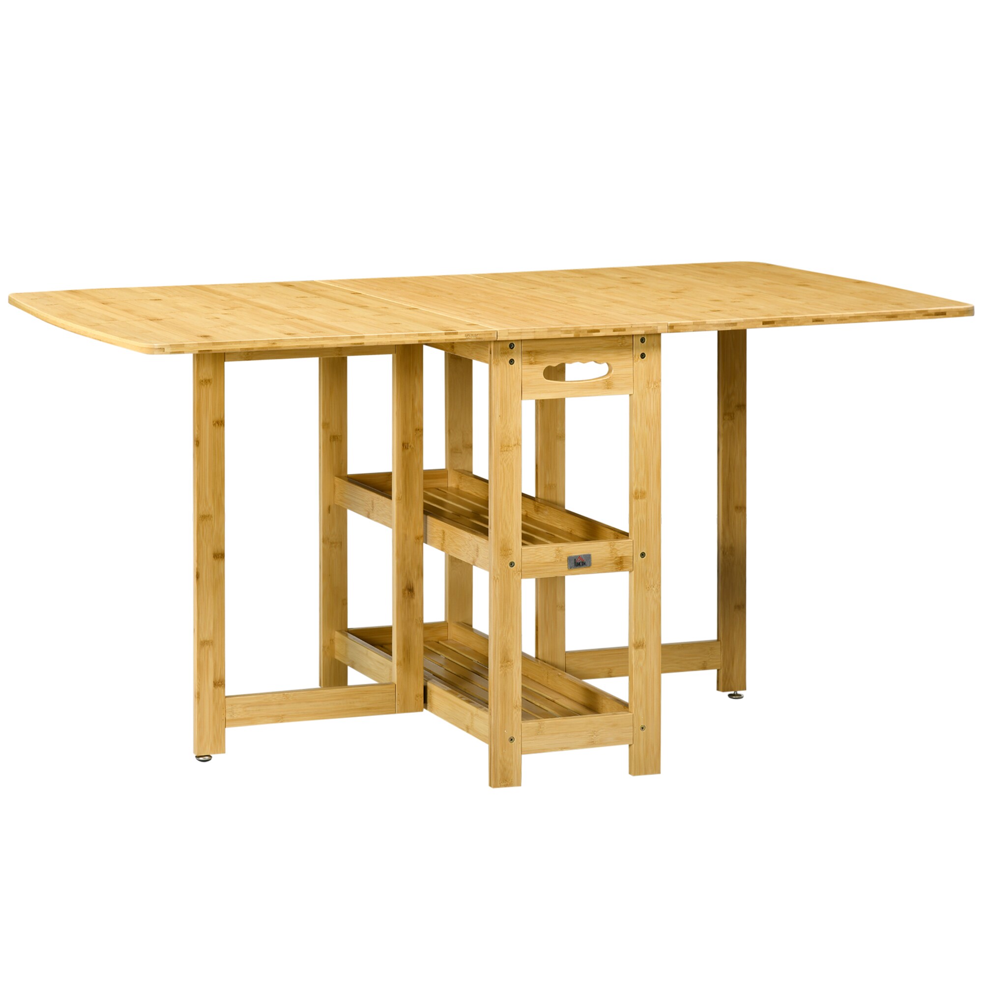 HOMCOM Klapptisch mit Ablagefächer natur 149,5L x 80B x 73,5H cm