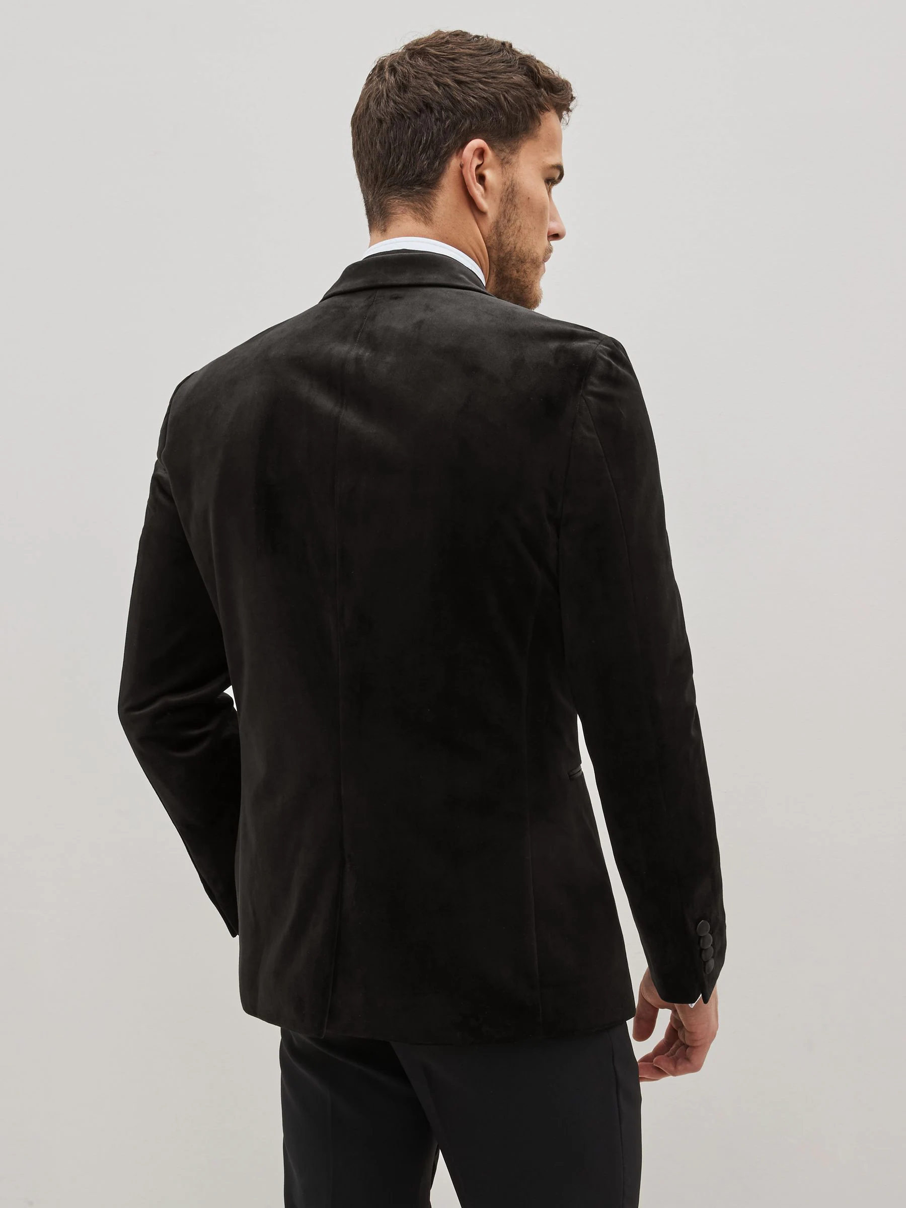 Zwart - Slim Fit - Fluwelen blazer