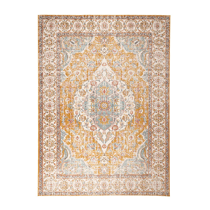 Vintage vloerkleed - Thirza Medaillon Okergeel/Multicolor