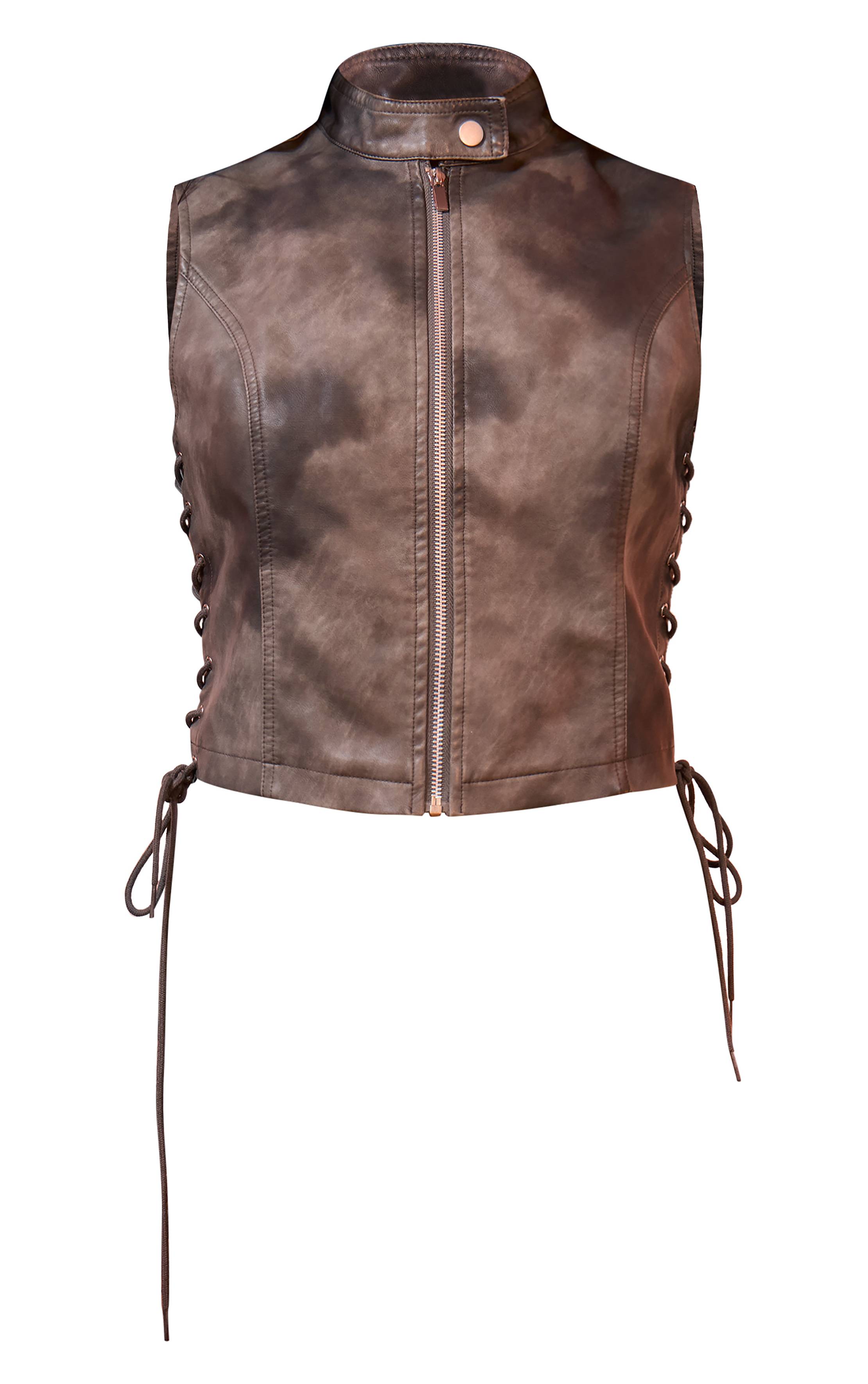 Charbon Haut En Synthétique Délavé Col Montant Avec Laçage Et Zip