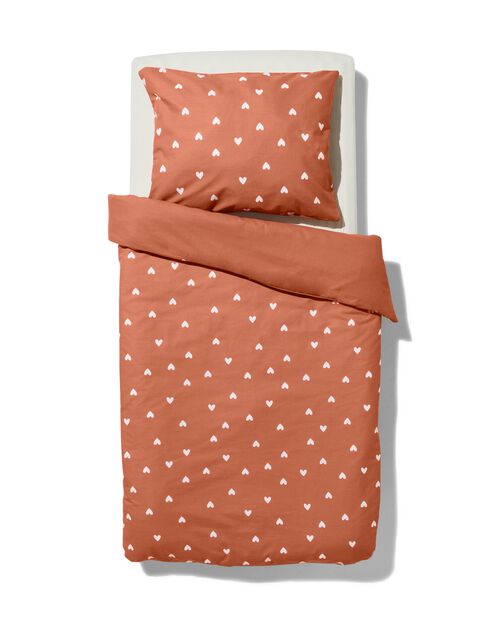 housse de couette enfant - 120x150 - coton doux coeurs terracotta