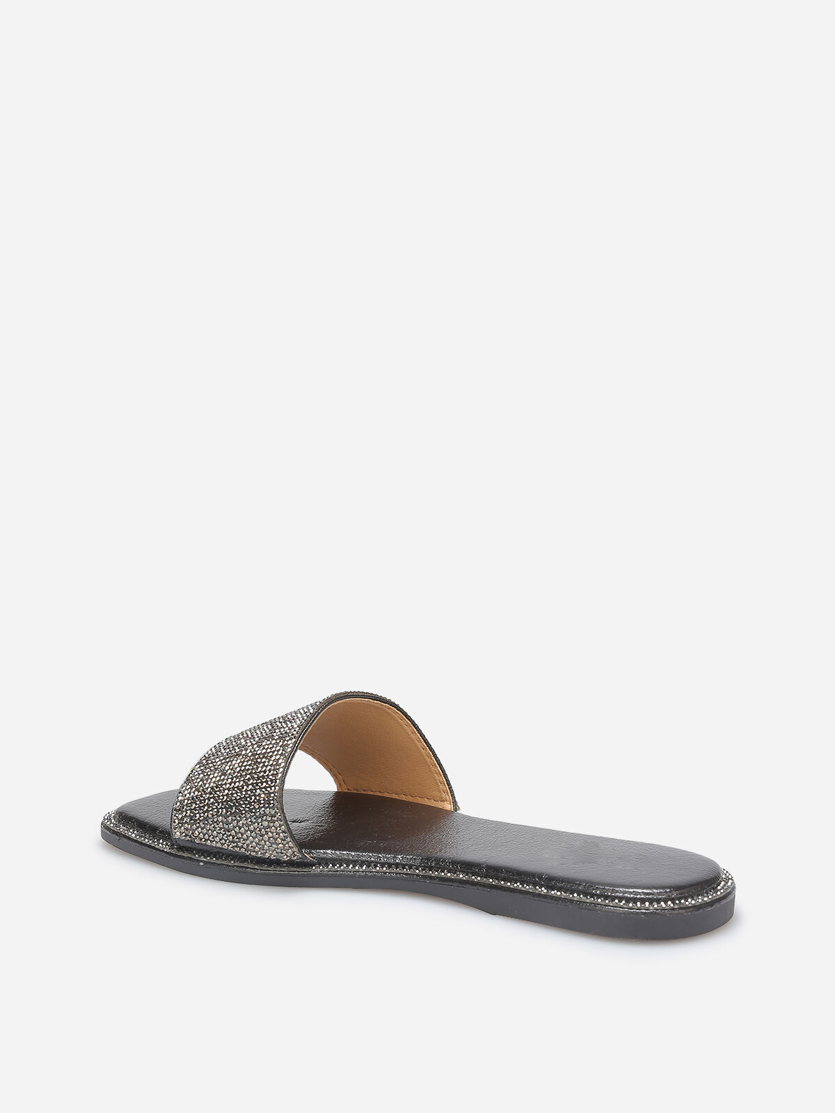 Mules plates à strass- Noir