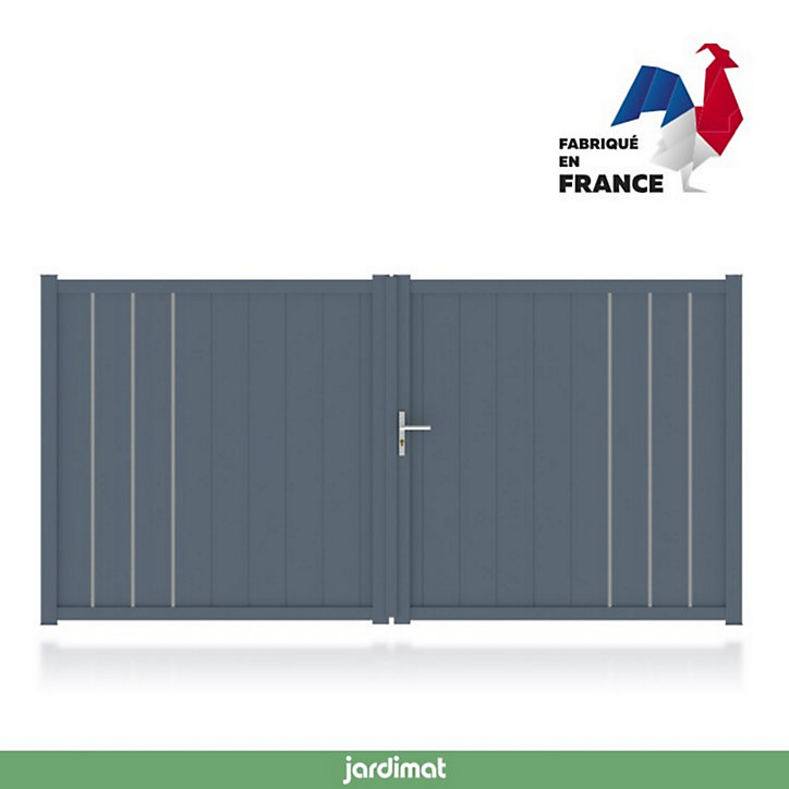 Portail Jardimat aluminium Valois gris 7016 sablé - 300 x h.160 cm