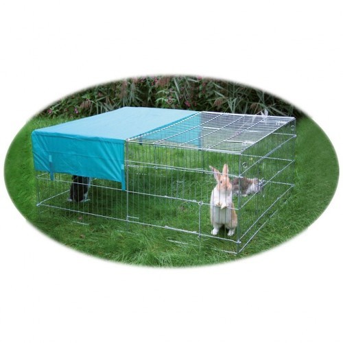 Gaiola externa prateada para coelhos