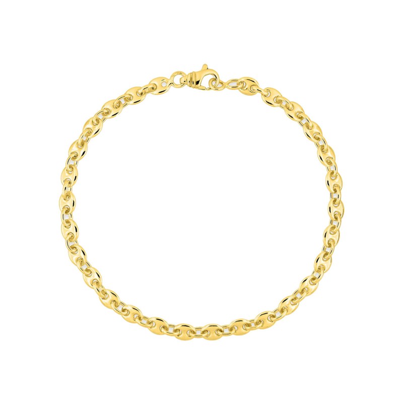 Bracelet Mixte 18 cm - Grain de café - Or 18 Carats - Largeur 4 mm