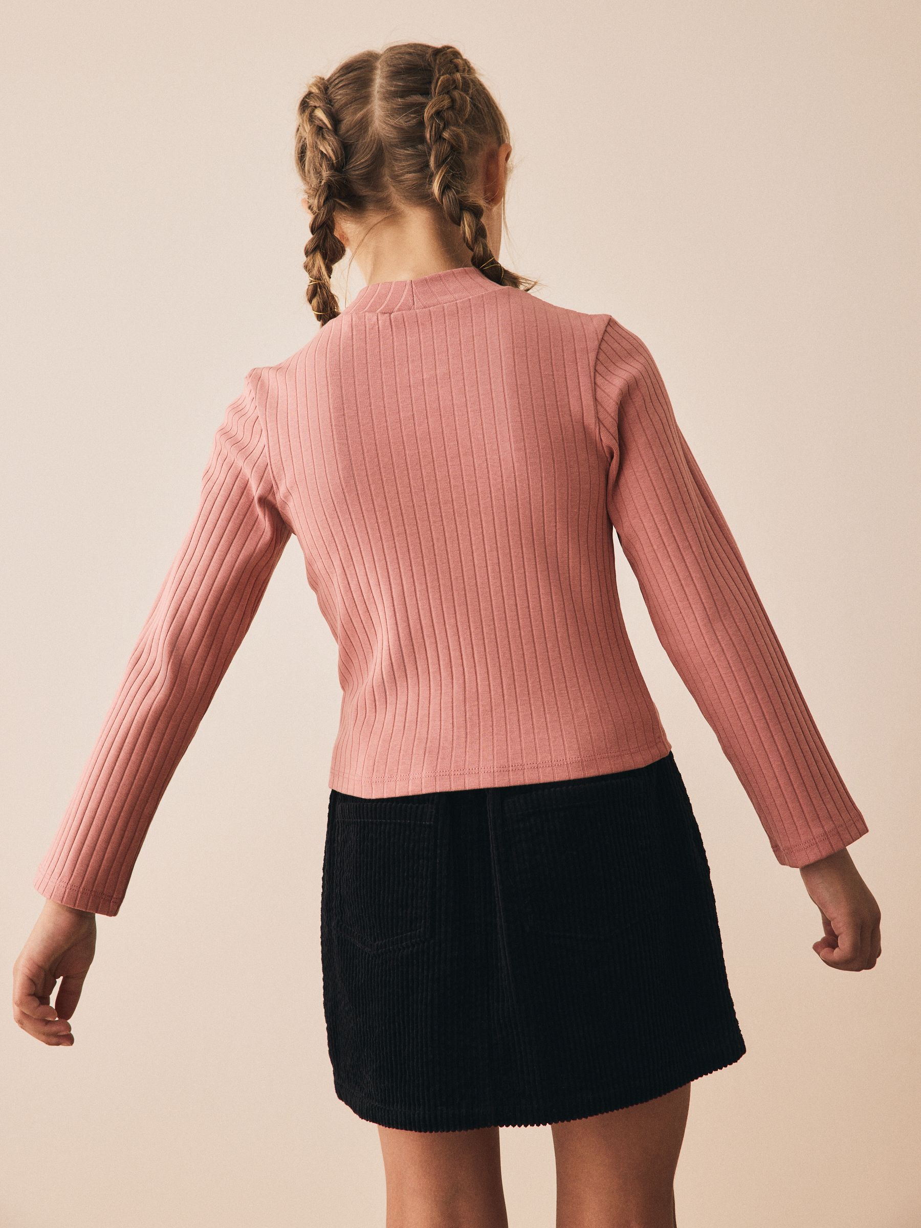 Multi Plain - High Neck Ribbed Tops 3 Pack (3-16yrs)