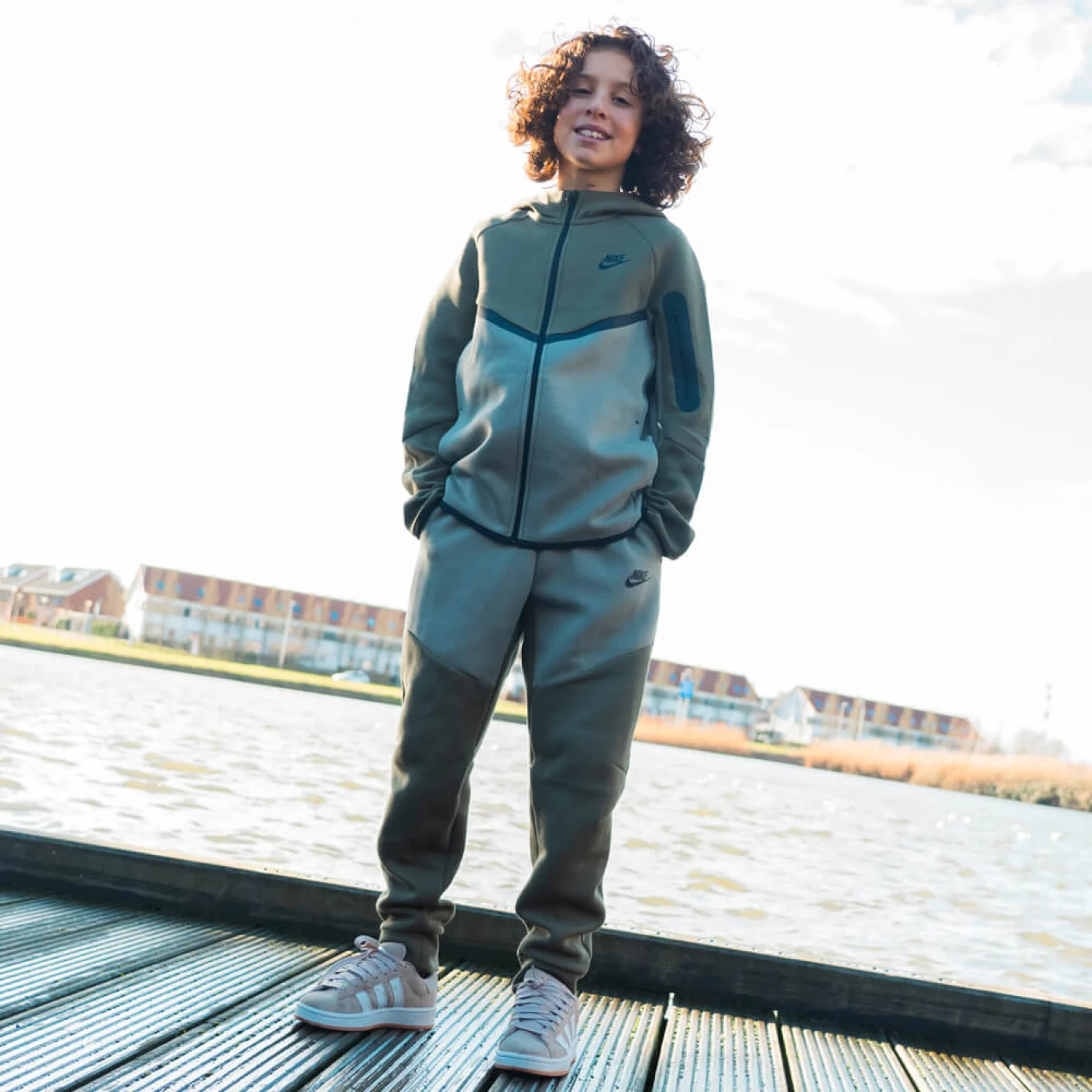 Nike Tech Fleece Sportswear Joggingbroek Kids Olijfgroen Grijs Zwart