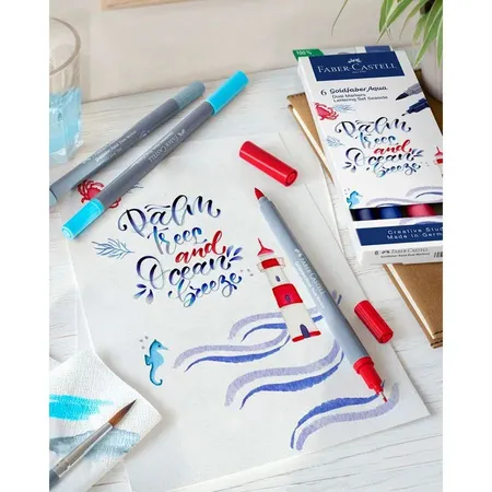 Faber-Castell Gofa Aqua Dual Marker Lettering Set Sea 6er Etui