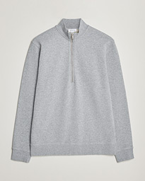 Sunspel Loopback Half Zip Sweatshirt Grey Melange