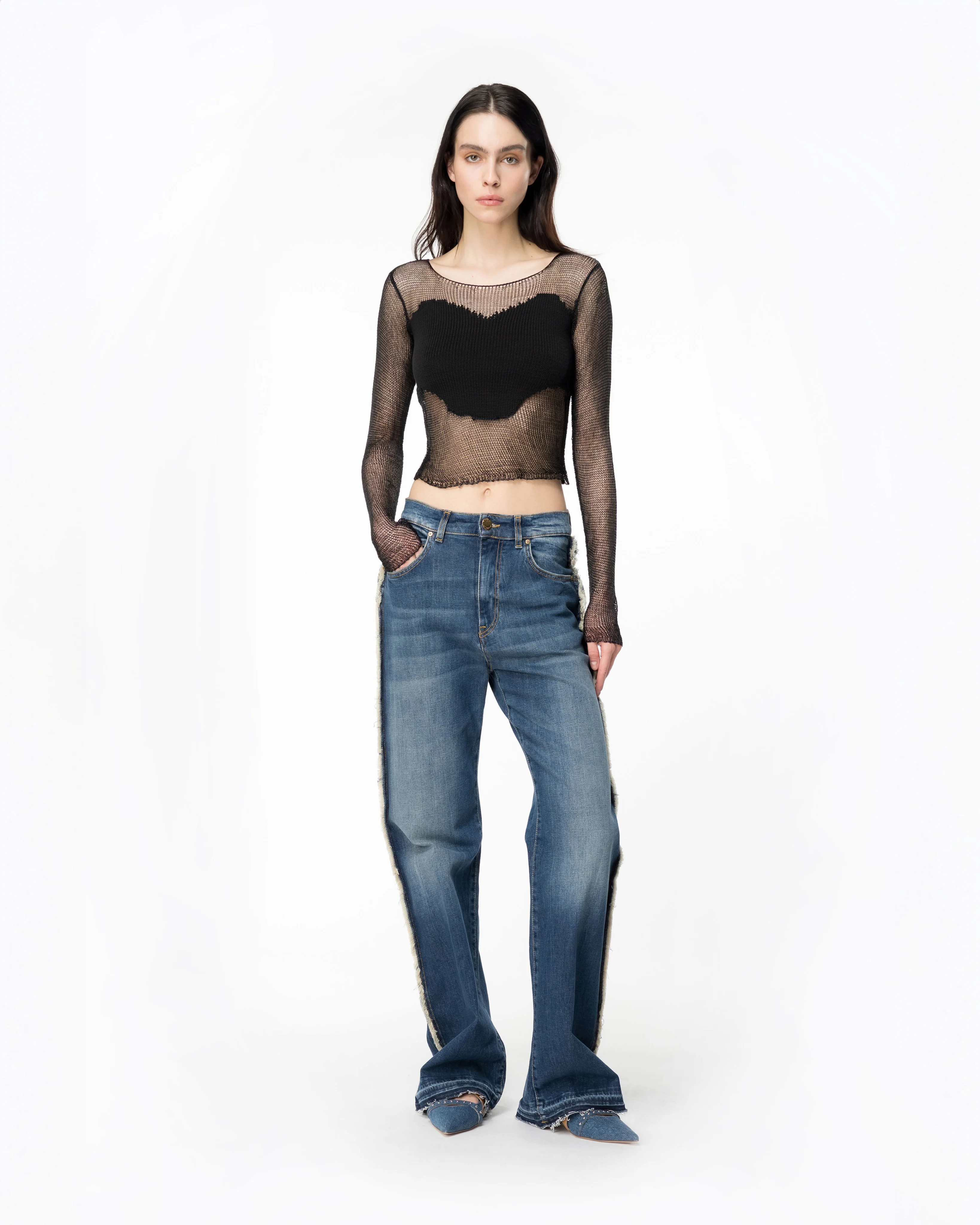 Pull filet avec patch | Noir
