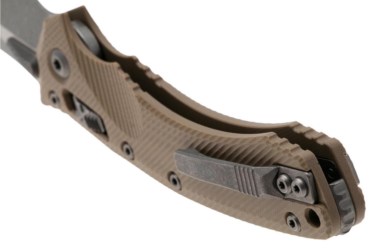 Microtech Amphibian 137RL-10APFLGTTA, Apocalyptic Stonewashed M390MK, Fluted Tan G10 zakmes