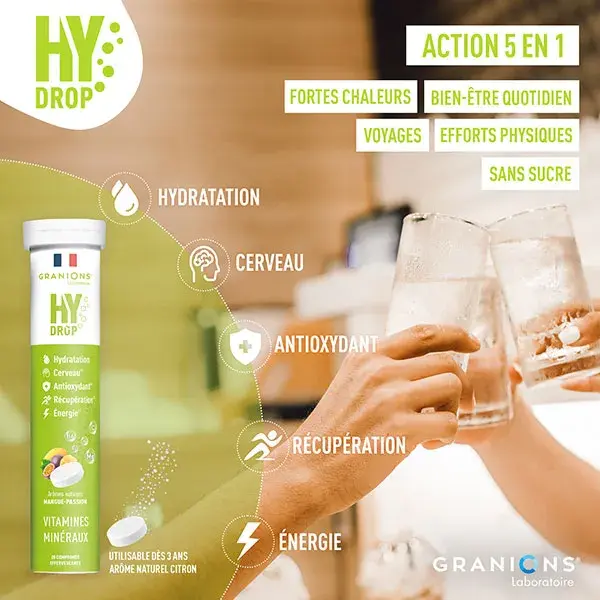 GRANIONS HYDROP Eletrólitos - Vitamina C, Magnésio, Minerais - Maracujá e Manga