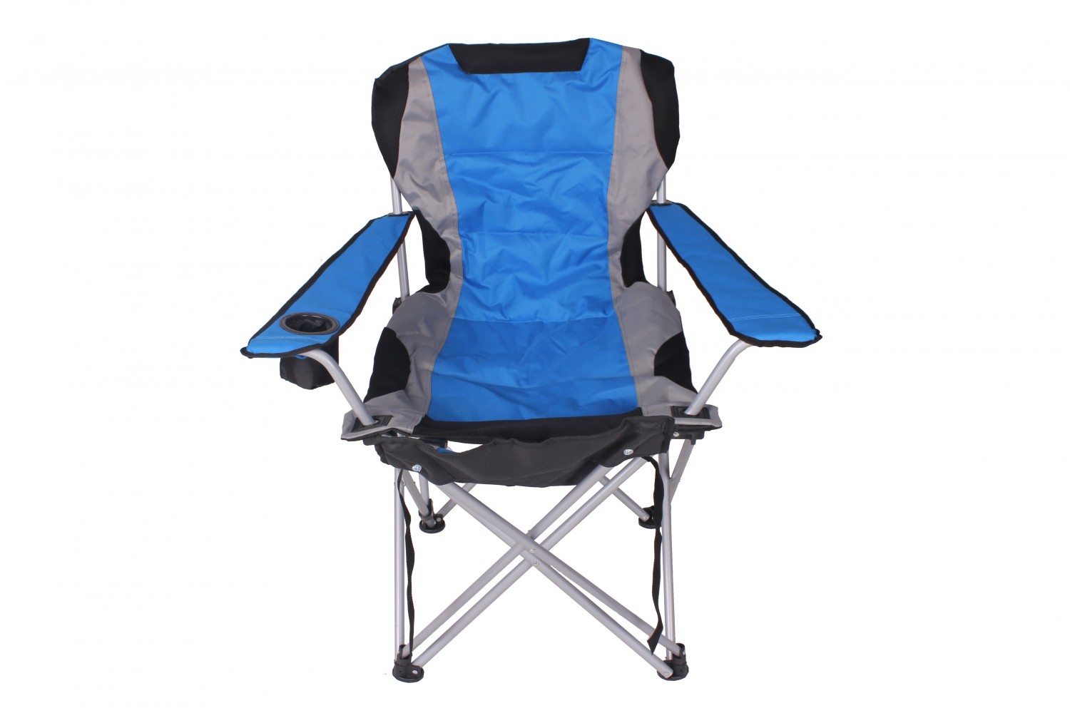 Luxus Campingstuhl mit Fussablage blau