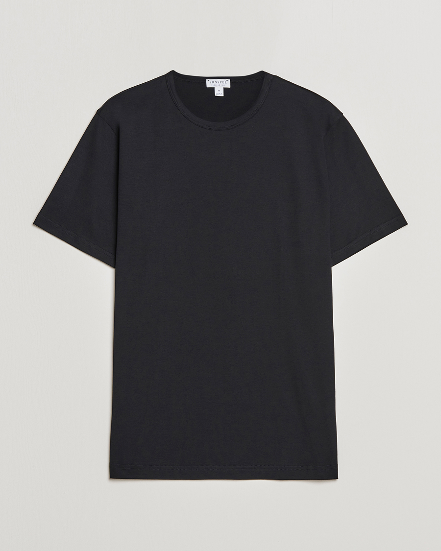 Sunspel Crew Neck Q82 Cotton T-Shirt Black