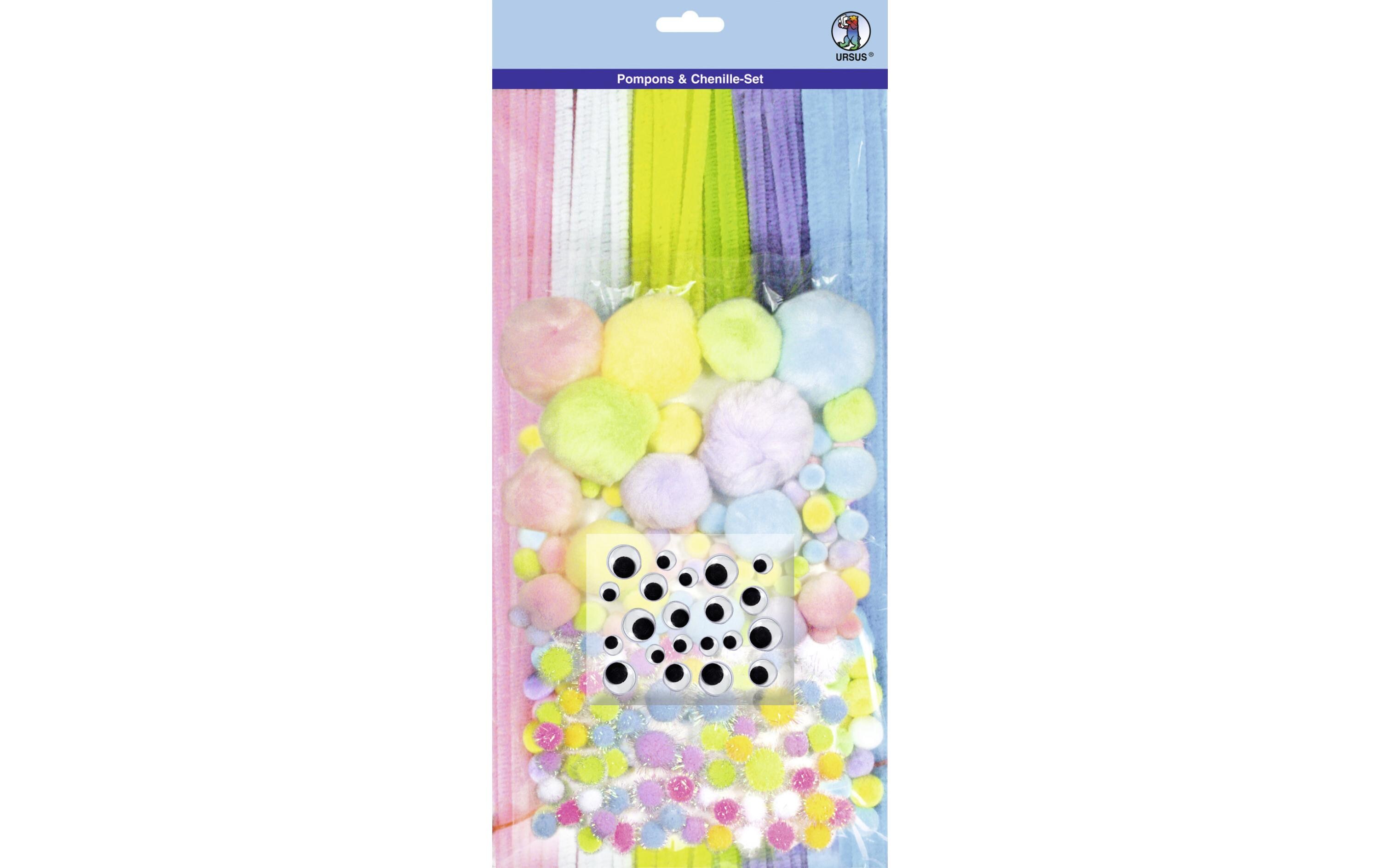 Pompon & Chenille Set Motiv 1 MehrfarbigBastel-Set in Pastellfarben