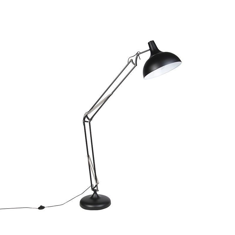 Industriële vloerlamp zwart verstelbaar - Hobby