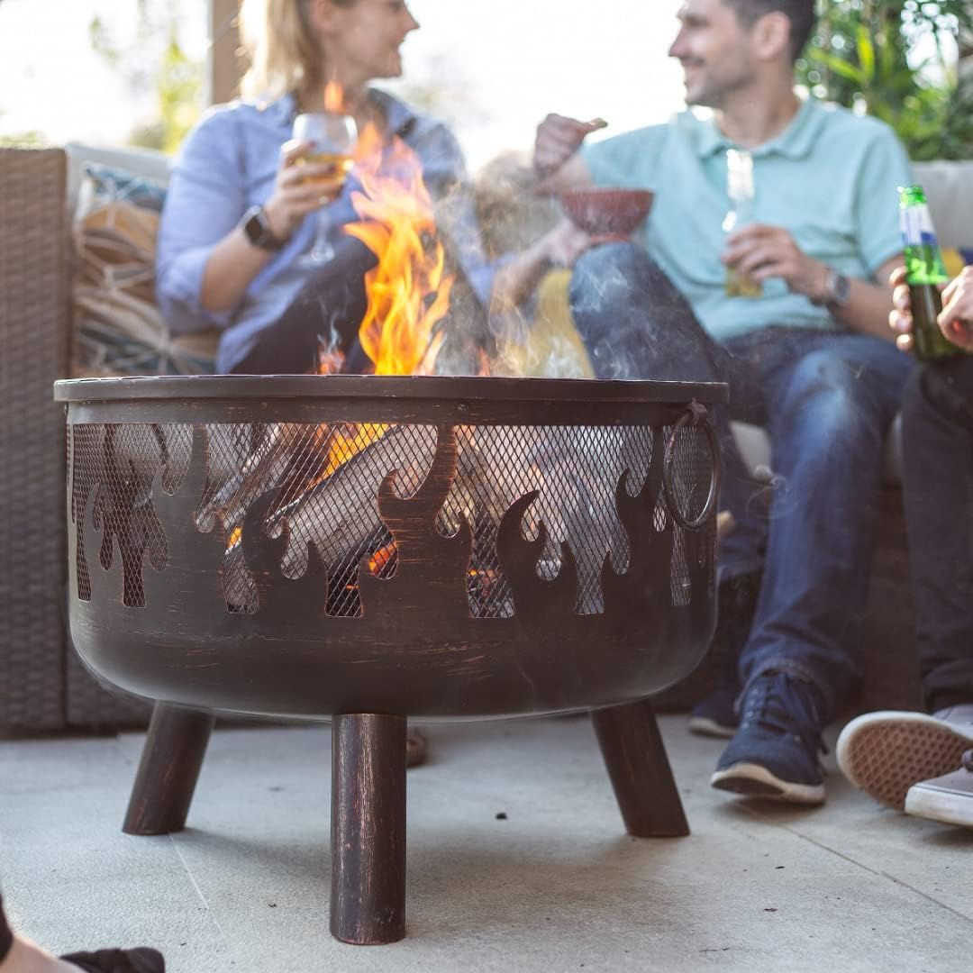 La Hacienda Wildfire Ø 61 cm - Feuerschalen für den Garten - Feuerstelle Outdoor & Feuertonne - Feuerschale mit Grillrost aus hochwertigem Stahl - Feuerkorb für den Garten - 61x61x61 cm