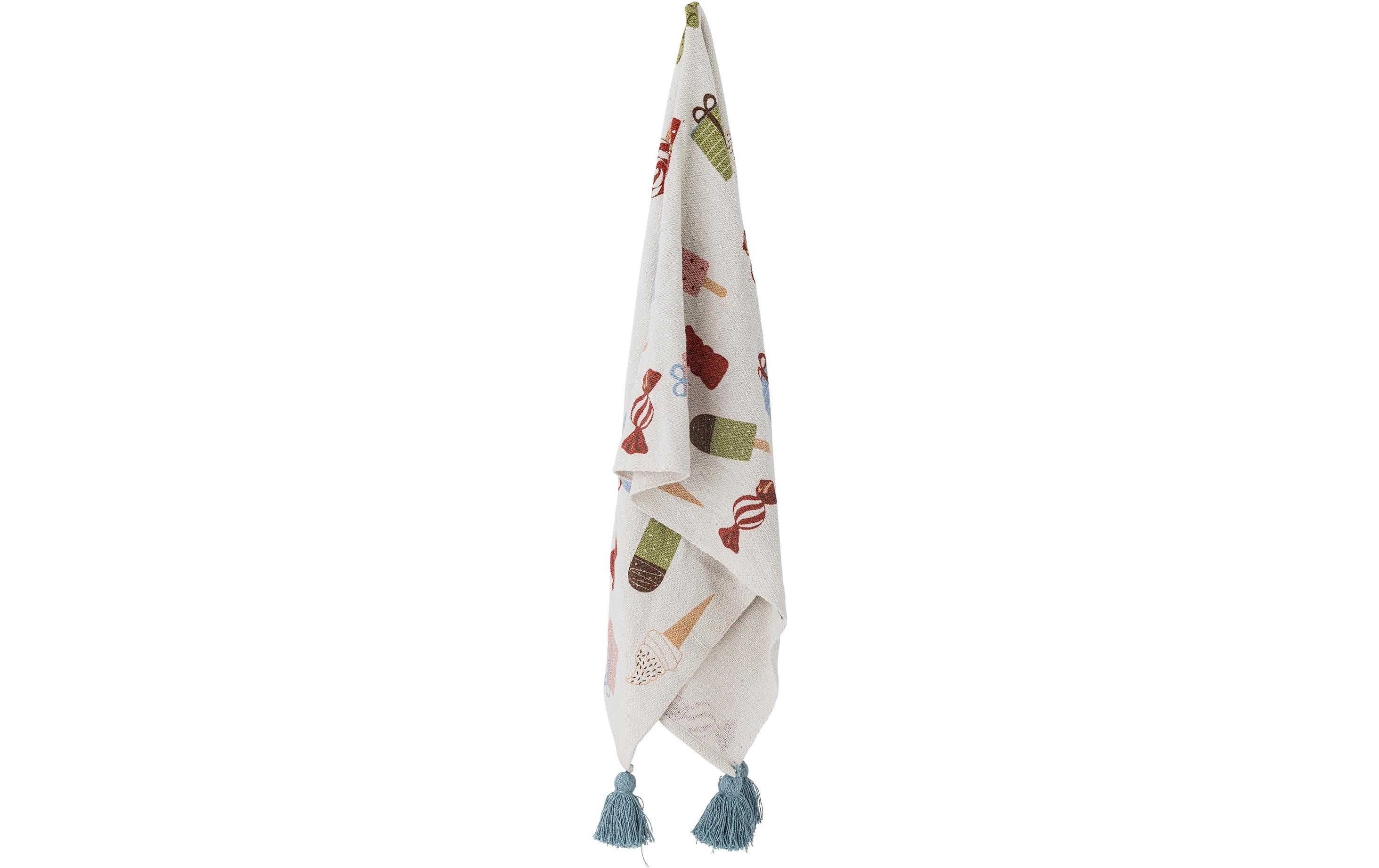 Kuscheldecke Sweets 160 x 130 cm, NaturDecke zum Kuscheln aus recycelter Baumwolle