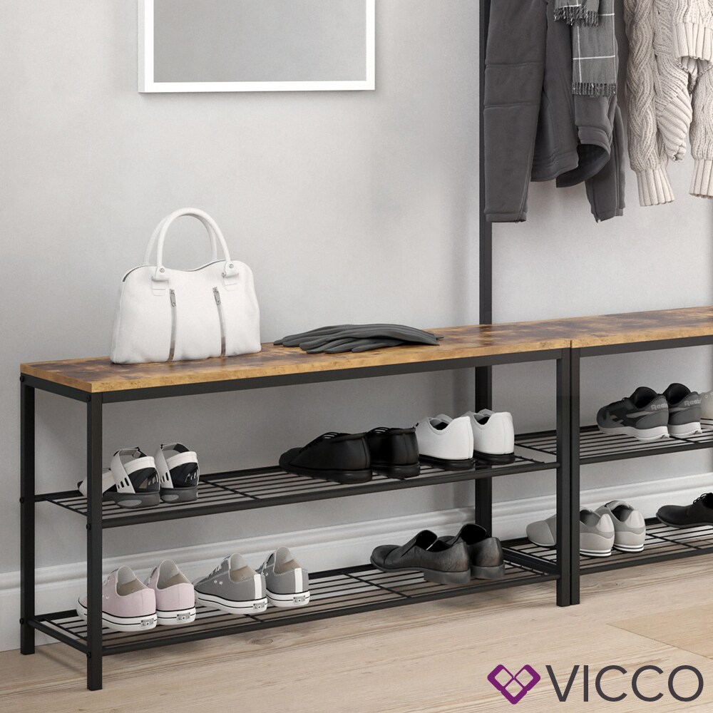 VICCO Schuhbank FYRK Schuhregal 100cm Schuhschrank Sitzfläche Sitzbank 2 Ablagen
