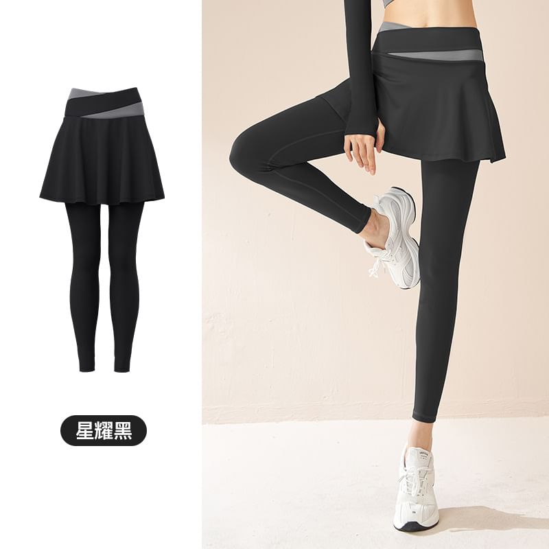 GearGal - Yogalegging met hoge taille en tweekleurige rok