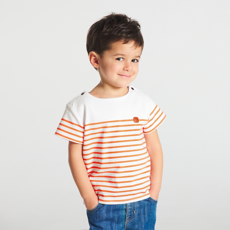 T-shirt marinière orange bébé garçon