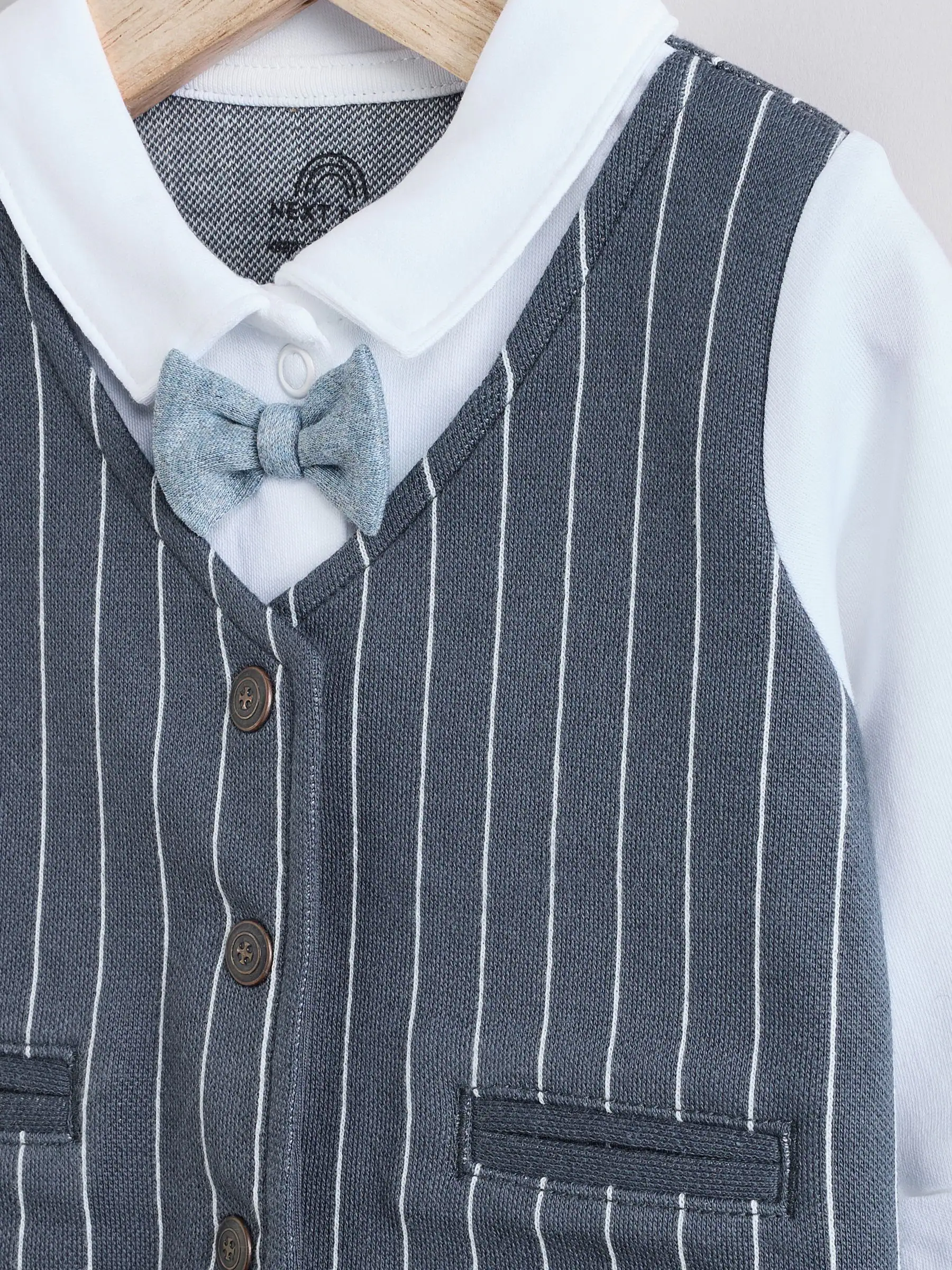 Marineblauw - Slimme baby pyjama met strik stropdas (0mnd-2jr)