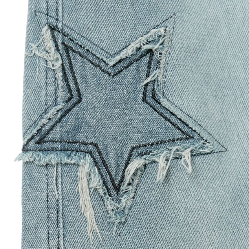Whyessa - Rechte jeans met geborduurde sterren