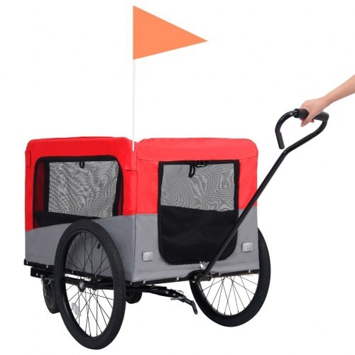Reboque vermelho para bicicletas de animais de estimação