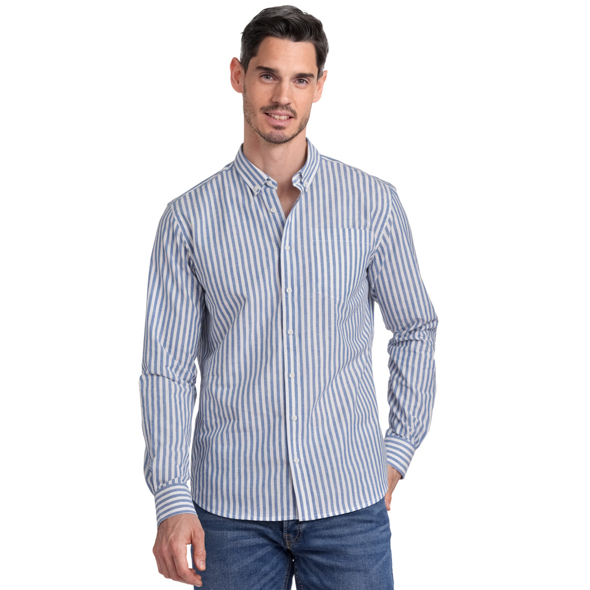 VanVaan Herren Hemd mit Längsstreifen blau / weiss