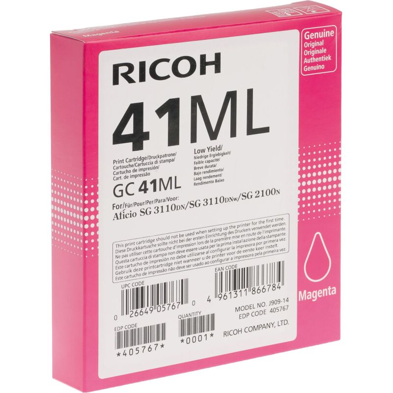 Cartouche Ricoh GC41 cartouches couleurs séparées pour imprimante gel d'encre