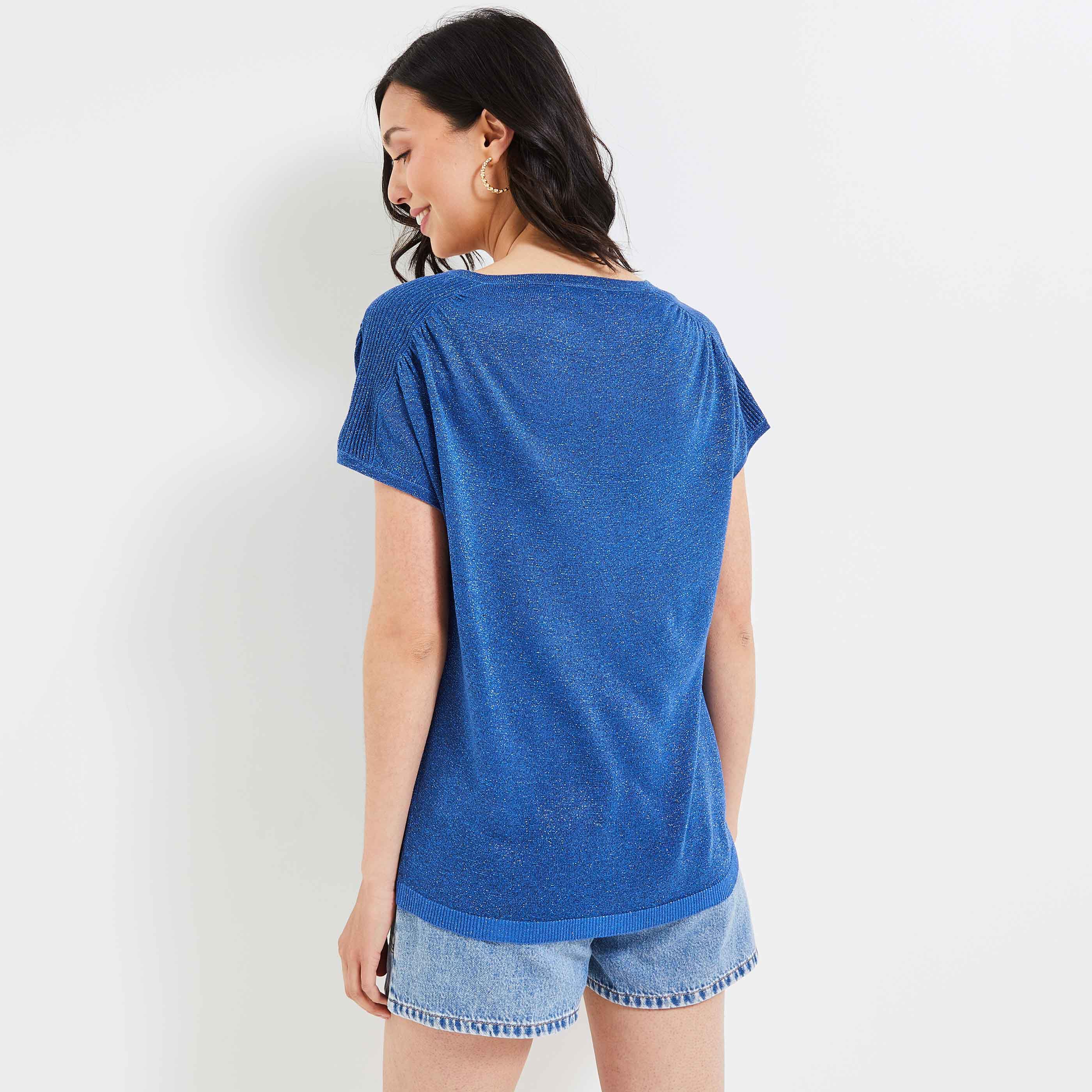 T-shirt lurex femme - BLEU