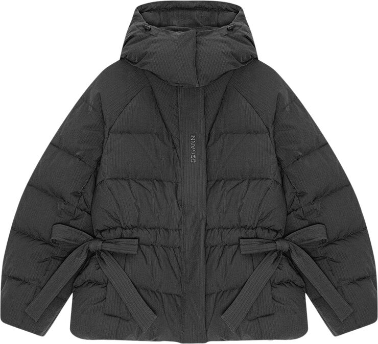 Ganni Tech Seersucker Oversized Puffer Ja Black