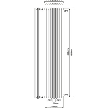 Haceka designradiator Mojave antraciet 1838 mm x 380 mm